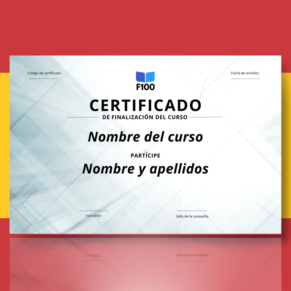 Wzór certyfikatu w języku hiszpańskim F100 Kursy online